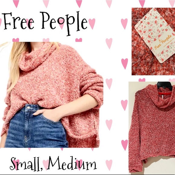 NWT Free People Red Flame BFF Cowl Neck Sweater - Picture 1 of 8